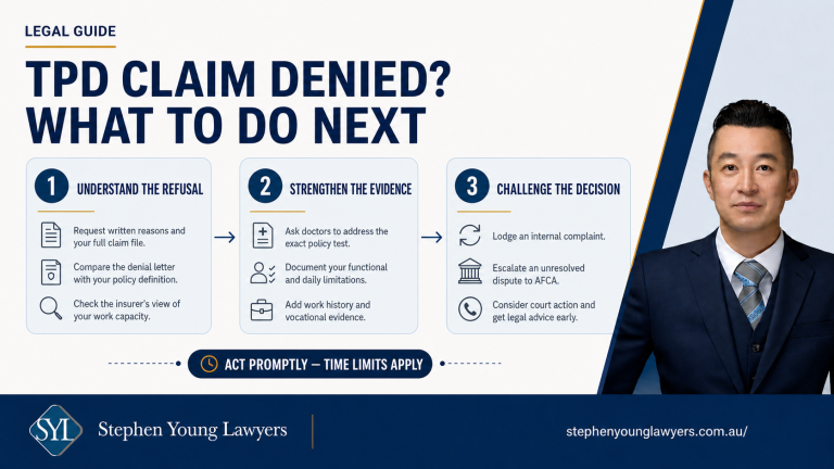 TPD claim denied — what to do next, a 3-step guide from Stephen Young Lawyers